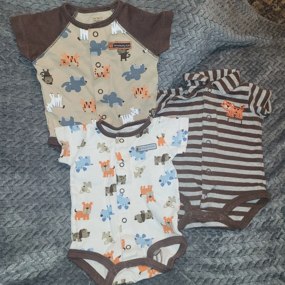 Baby Boy Romper Bodysuit Bundle 3 month Carters Janie and Jack Little Me 6pc Lot